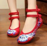 Ballerines Chinoises Broderie Toile Douce