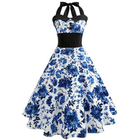robe-vintage-annees-90-fleurs-bleues
